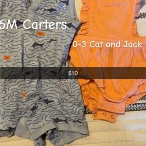 Carter's Gray and Orange Kids Rompers b/g twin set